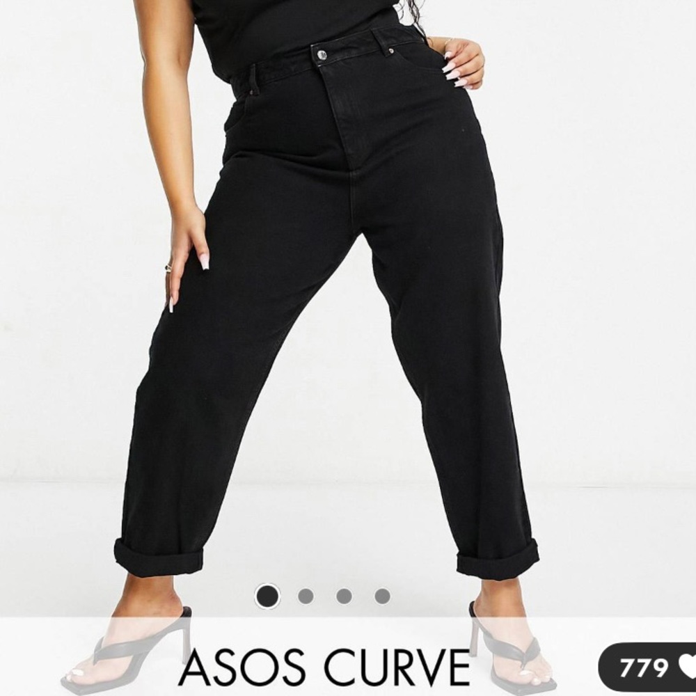 ASOS Black High Waisted Plus Size Mom Jeans